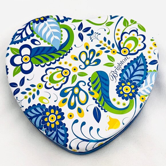 Vintage Brighton Silver Tone Interlocking Etched Scroll Necklace w/Heart Tin - Picture 9 of 10